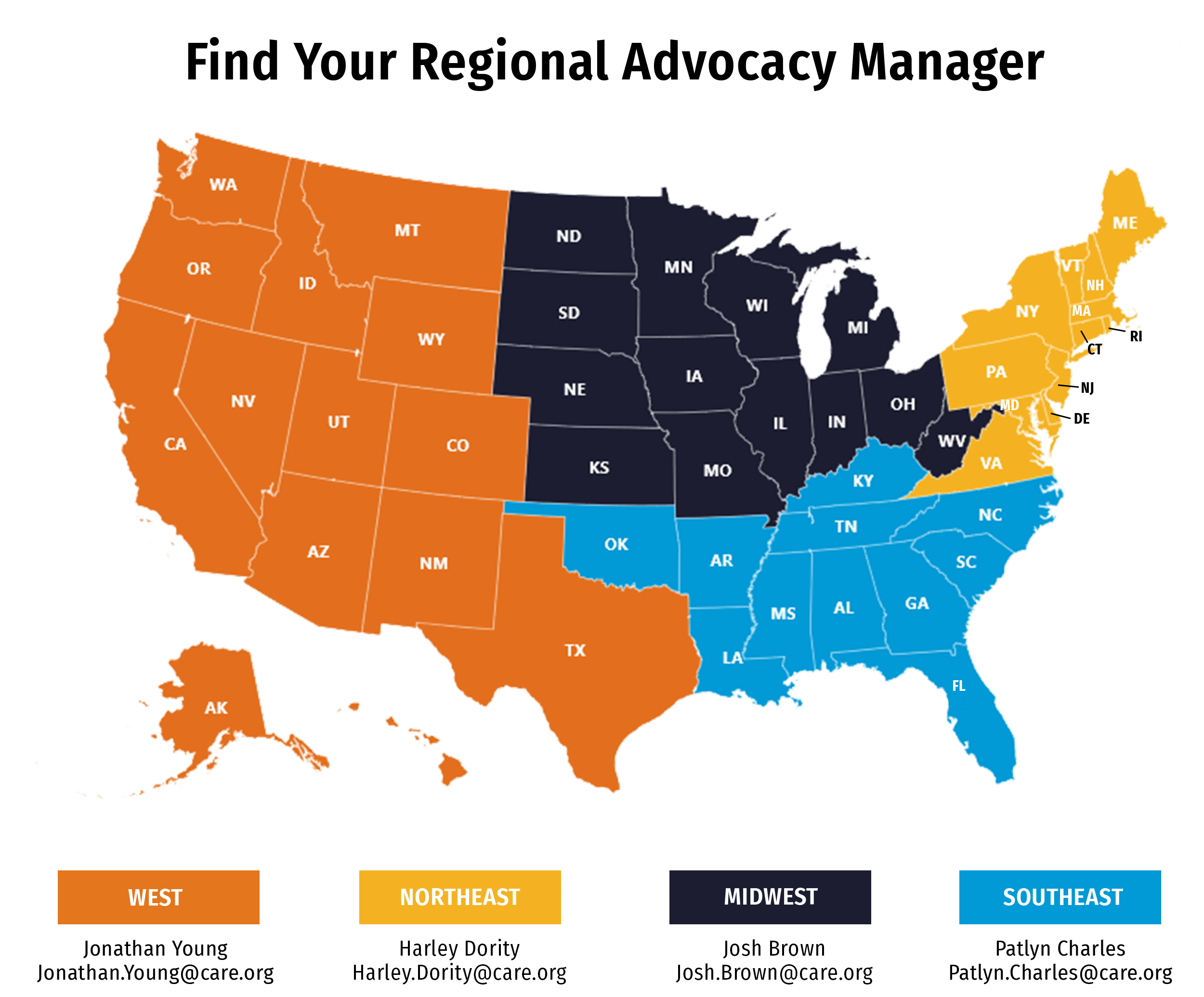 Regional Advocacy Managers Map